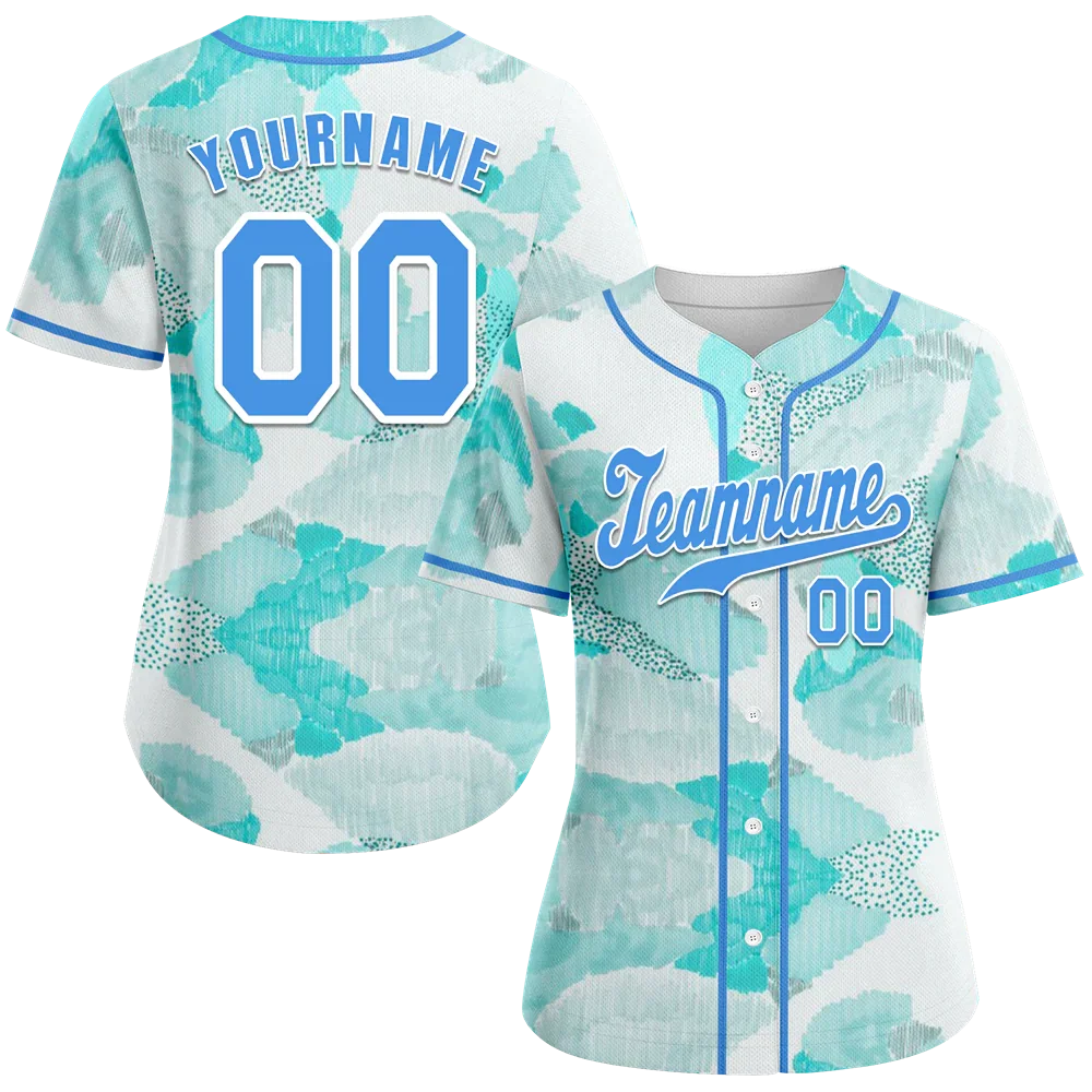 Custom Aqua Graffiti Pattern Aqua Authentic Baseball Jersey - Coolcustomize