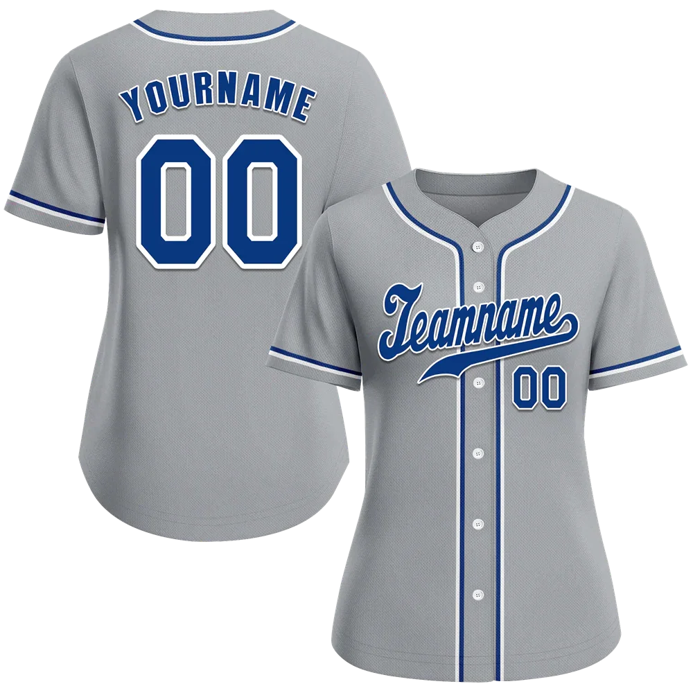 Custom Grey Classic Style Blue Authentic Baseball Jersey - Coolcustomize