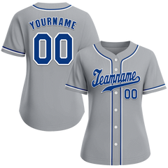 Custom Grey Classic Style Blue Authentic Baseball Jersey