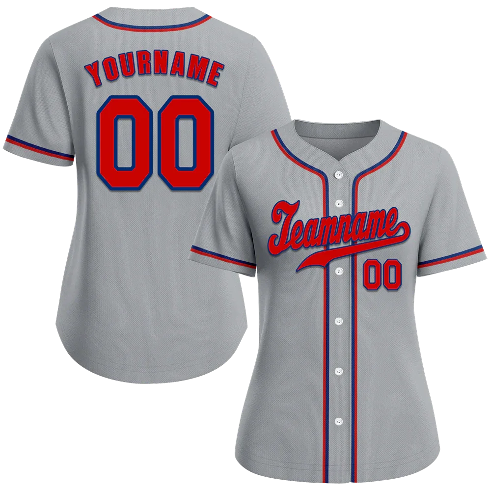 Custom Grey Classic Style Red Authentic Baseball Jersey - Coolcustomize