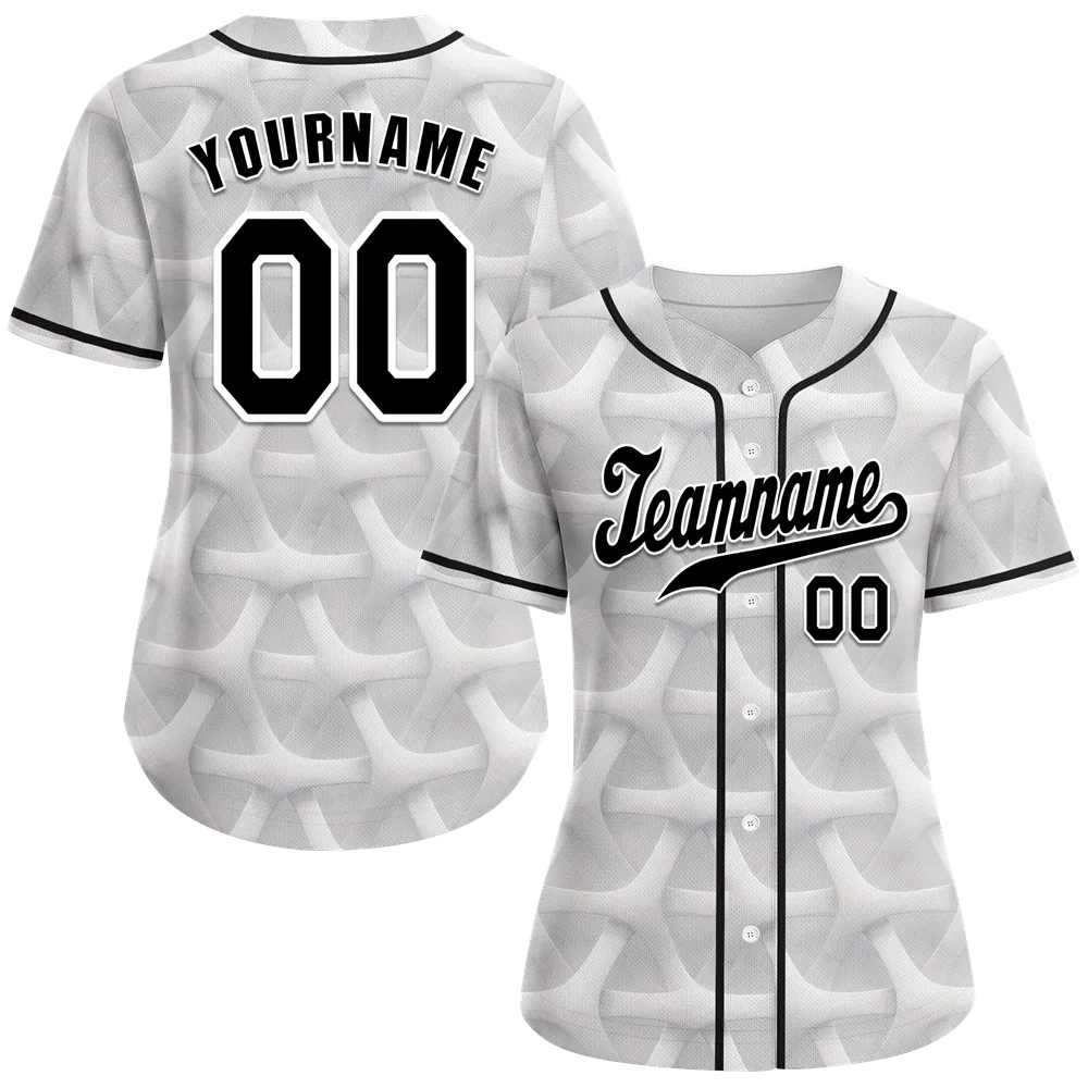 Custom White 3D Pattern Black Authentic Baseball Jersey BSBJ0a-bc0fbde - Coolcustomize