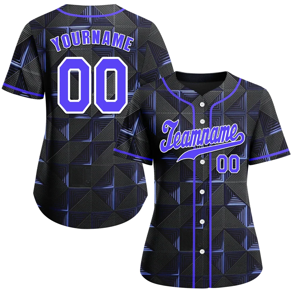 Custom Black 3D Pattern Purple Authentic Baseball Jersey BSBJ0a-bc0fbdf - Coolcustomize