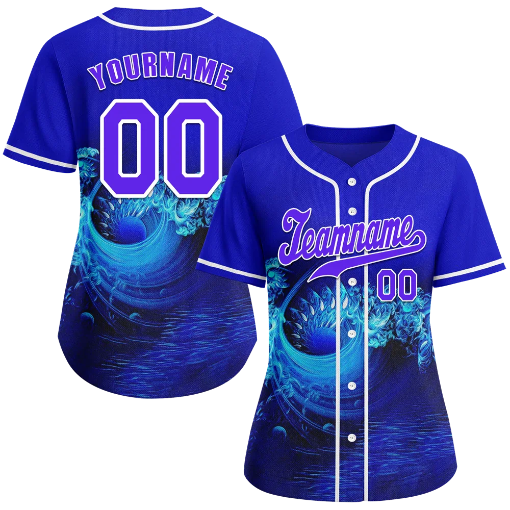 Custom Blue 3D Pattern Purple Authentic Baseball Jersey BSBJ0a-bc0fbd7 - Coolcustomize