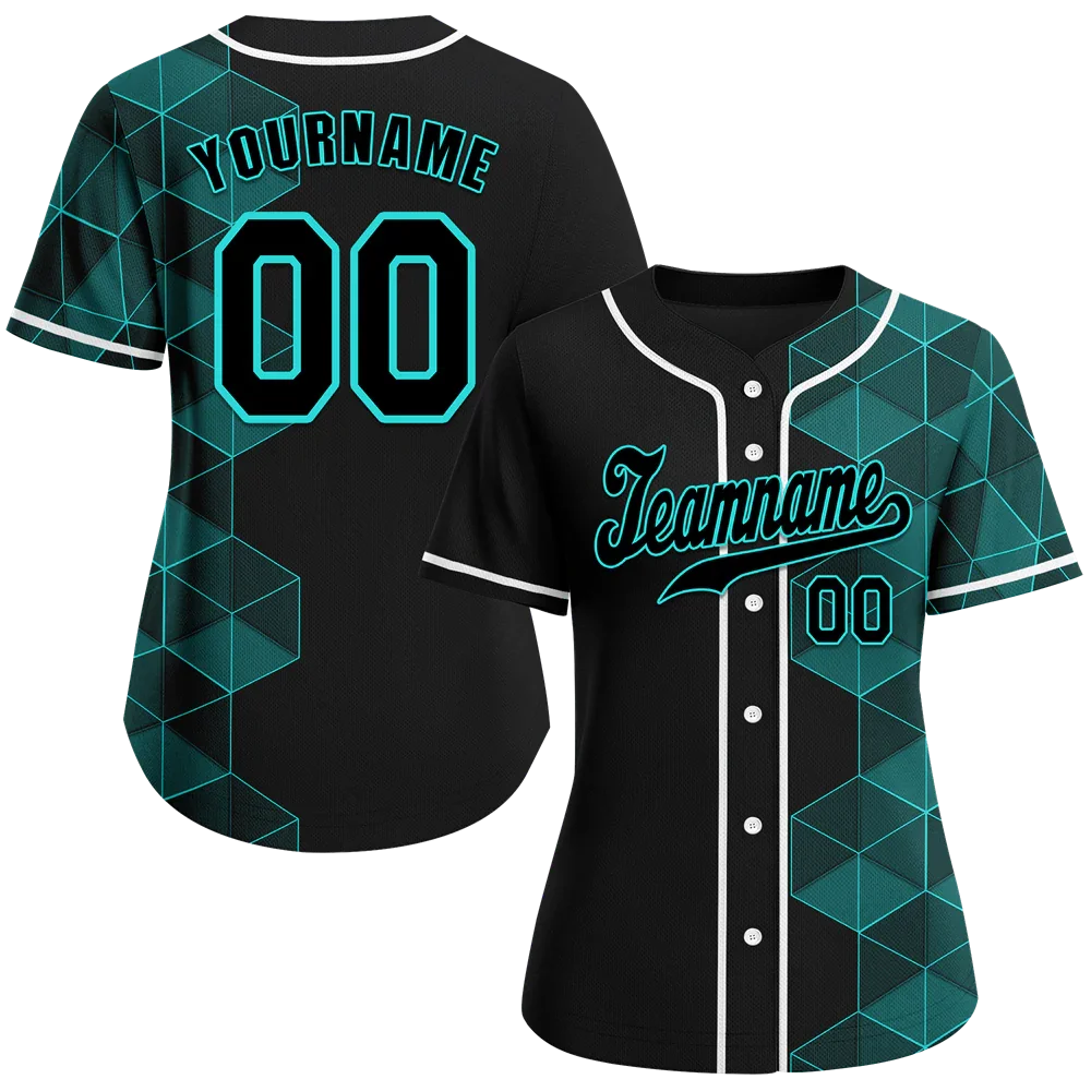 Custom Black Aqua 3D Pattern Black Authentic Baseball Jersey BSBJ0a-bc0fbd8 - Coolcustomize