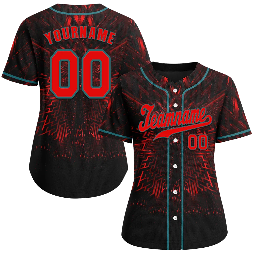 Custom Black Red 3D Pattern Red Authentic Baseball Jersey BSBJ0a-bc0fbe0 - Coolcustomize
