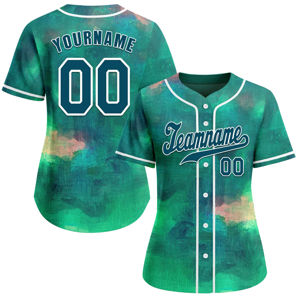 Custom Green Tie Dye Green Authentic Baseball Jersey BSBJ0a-bc0fbe9 - Coolcustomize