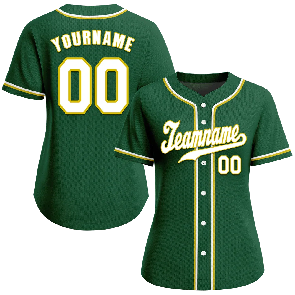 Custom Green Classic Style White Authentic Baseball Jersey - Coolcustomize