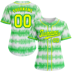 Custom Green Tie Dye Yellow Authentic Baseball Jersey BSBJ0a-bc0fbfb