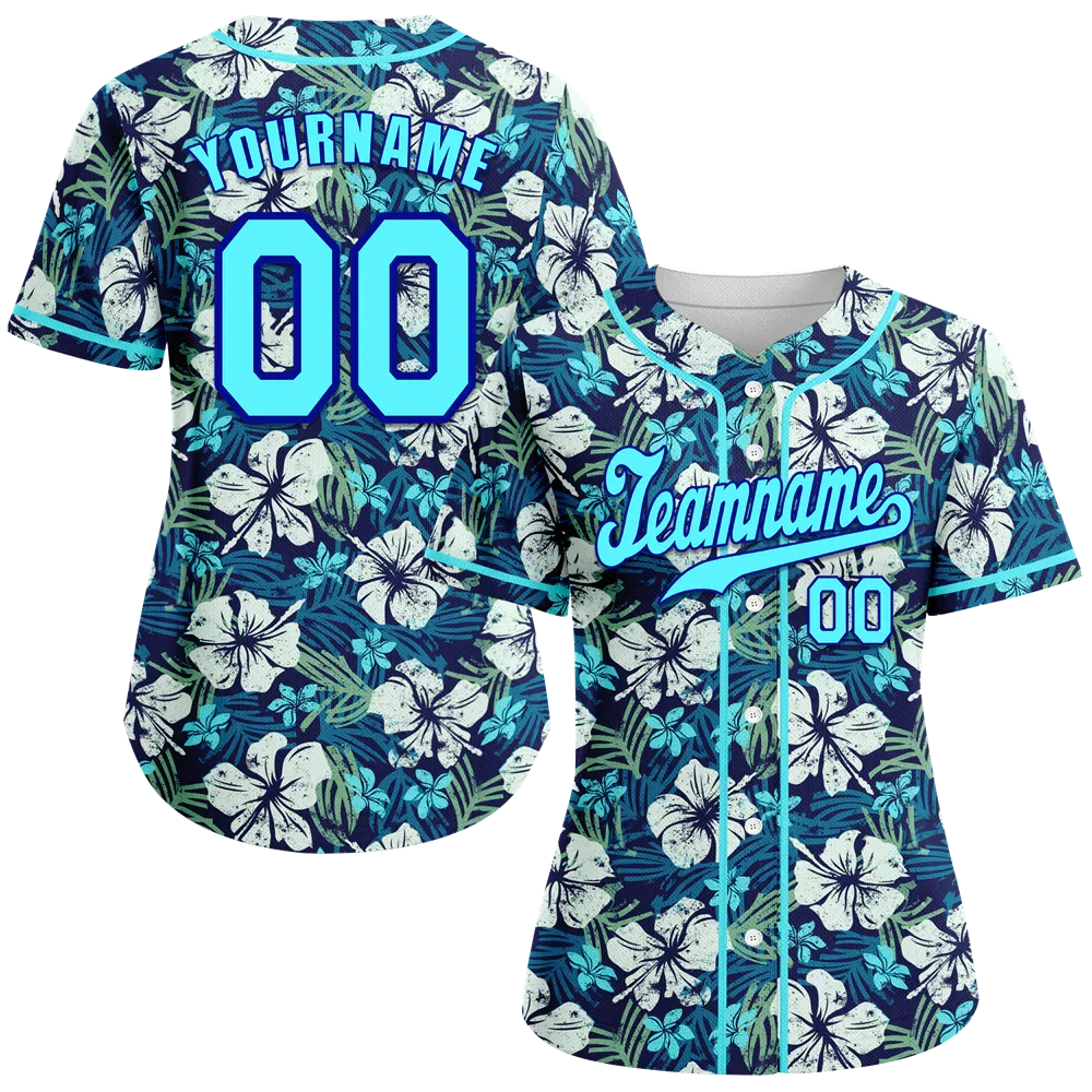 Custom Blue Hawaii Aqua Authentic Baseball Jersey BSBJ0a-bc0fbf7 - Coolcustomize