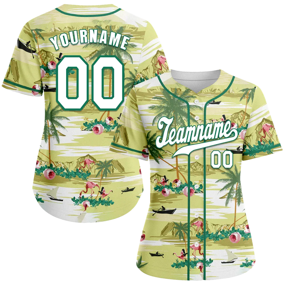 Custom Yellow Hawaii White Authentic Baseball Jersey BSBJ0a-bc0fbf9 - Coolcustomize