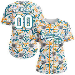 Custom Orange Aqua Hawaii White Authentic Baseball Jersey BSBJ0a-bc0fb7a