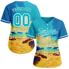 Custom Aqua Orange Hawaii Aqua Authentic Baseball Jersey BSBJ0a-bc0fb77