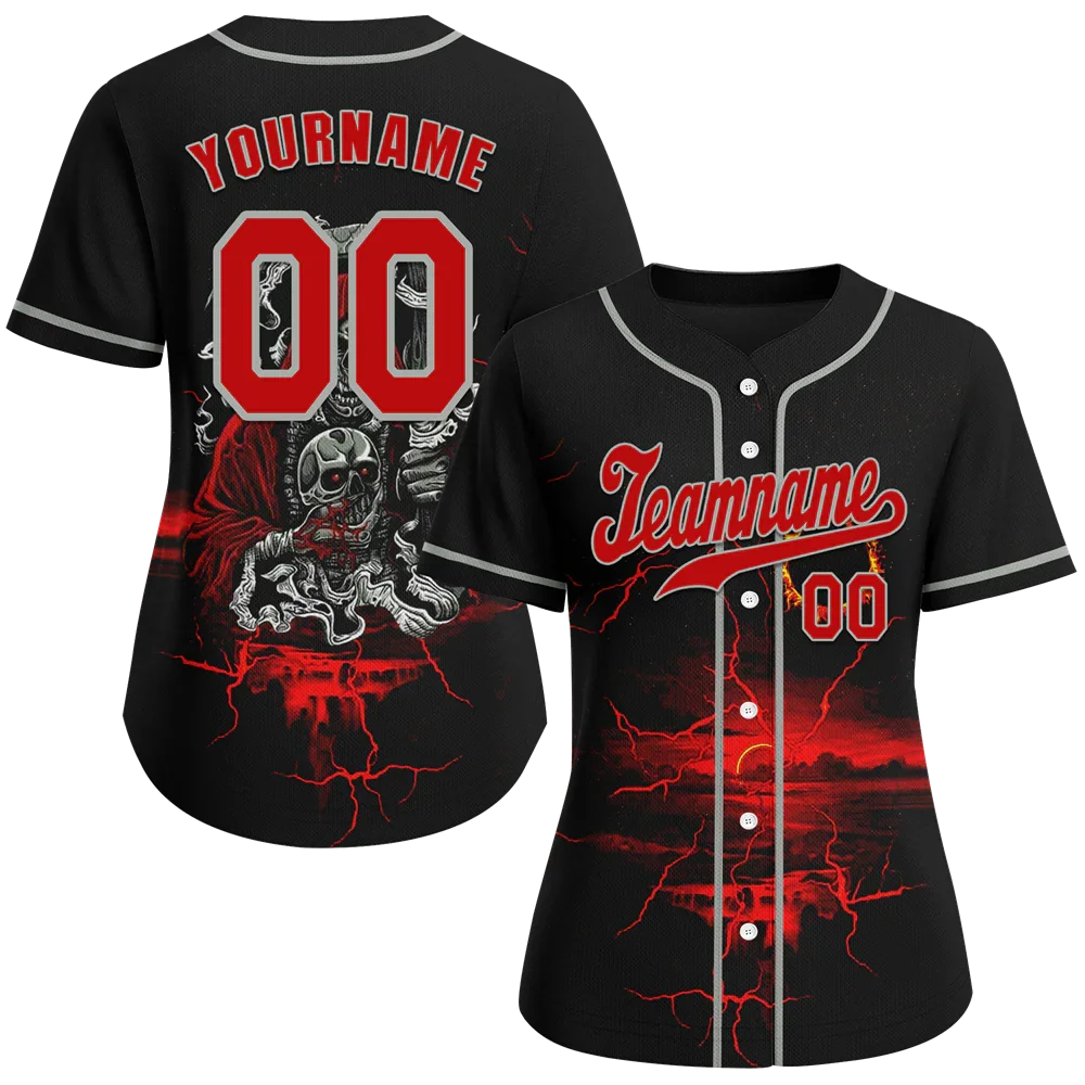 Custom Black Red Skull Fashion Red Authentic Baseball Jersey BSBJ0a-bc0fb9a - Coolcustomize