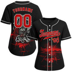 Custom Black Red Skull Fashion Red Authentic Baseball Jersey BSBJ0a-bc0fb9a