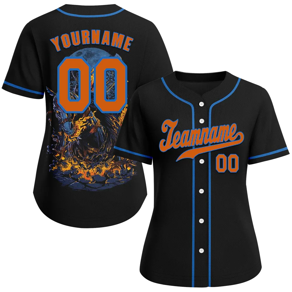 Custom Black Skull Fashion Orange Authentic Baseball Jersey BSBJ0a-bc0fb9b - Coolcustomize