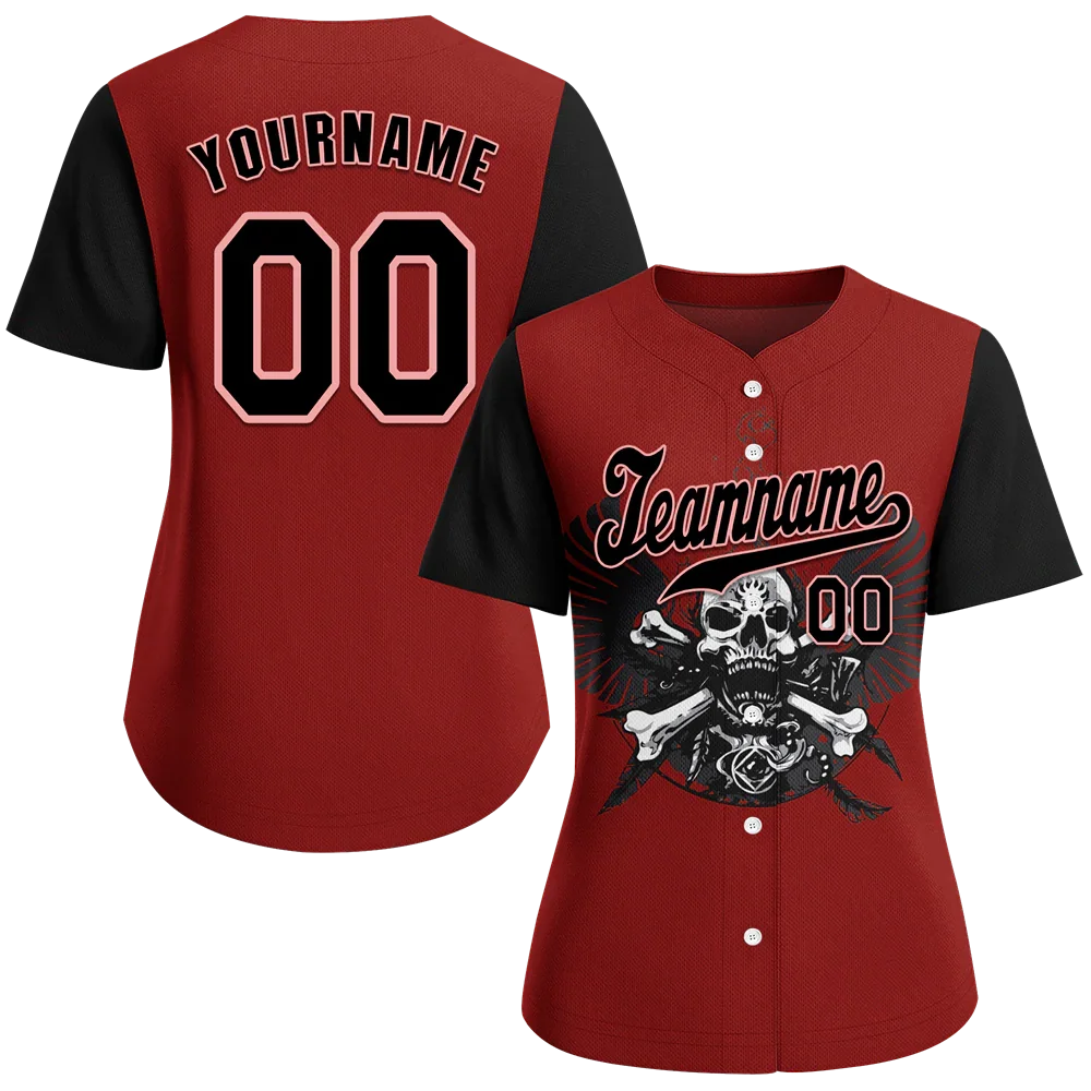 Custom Red Black Skull Fashion Black Authentic Baseball Jersey BSBJ0a-bc0fb9e - Coolcustomize