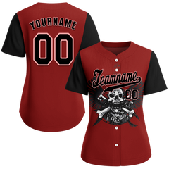 Custom Red Black Skull Fashion Black Authentic Baseball Jersey BSBJ0a-bc0fb9e