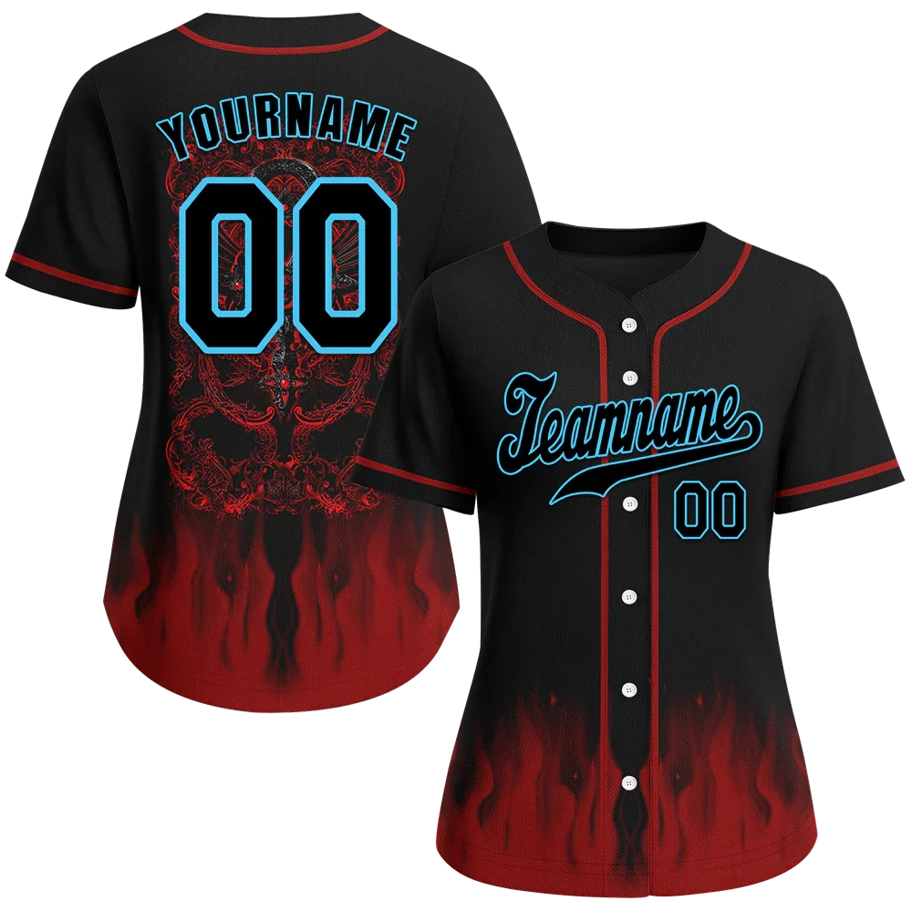 Custom Black Red Skull Fashion Black Authentic Baseball Jersey BSBJ0a-bc0fb97 - Coolcustomize