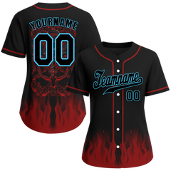 Custom Black Red Skull Fashion Black Authentic Baseball Jersey BSBJ0a-bc0fb97