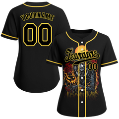 Custom Black Yellow Skull Fashion Black Authentic Baseball Jersey BSBJ0a-bc0fb98