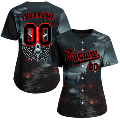 Custom Black Skull Fashion Black Authentic Baseball Jersey BSBJ0a-bc0fc00