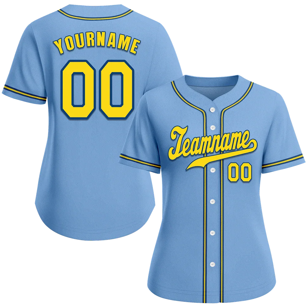 Custom Aqua Classic Style Yellow Authentic Baseball Jersey - Coolcustomize