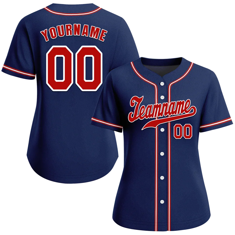 Custom Blue Classic Style Red Authentic Baseball Jersey - Coolcustomize