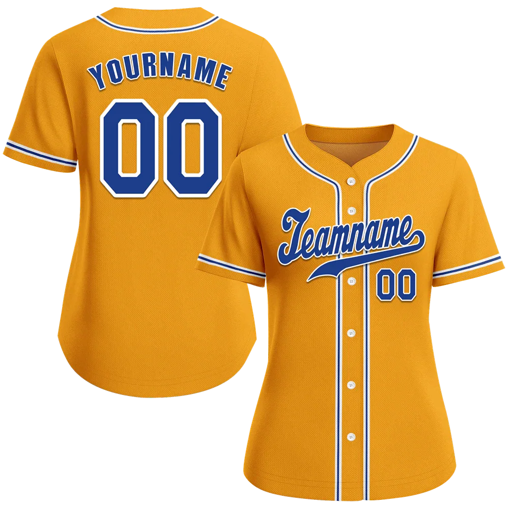 Custom Yellow Classic Style Blue Authentic Baseball Jersey - Coolcustomize
