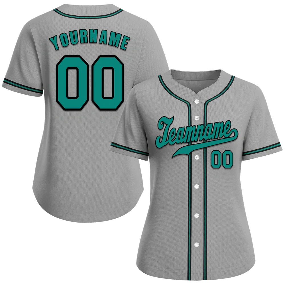 Custom Grey Classic Style Green Authentic Baseball Jersey - Coolcustomize