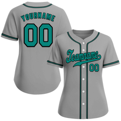 Custom Grey Classic Style Green Authentic Baseball Jersey