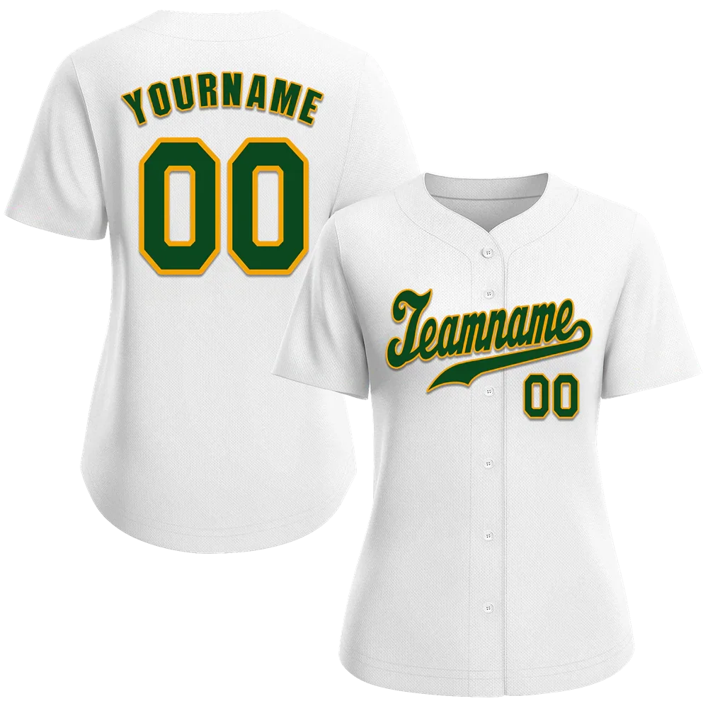 Custom White Classic Style Green Authentic Baseball Jersey - Coolcustomize