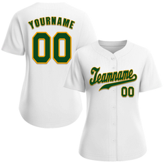 Custom White Classic Style Green Authentic Baseball Jersey