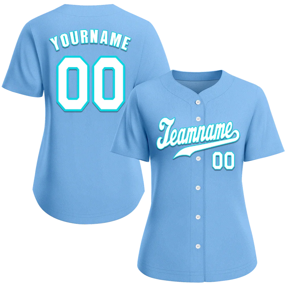 Custom Aqua Classic Style White Authentic Baseball Jersey - Coolcustomize