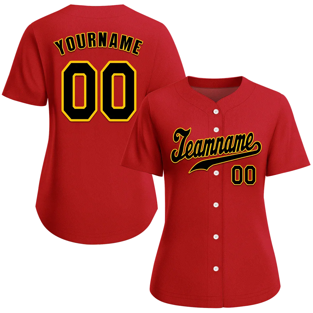 Custom Red Classic Style Black Authentic Baseball Jersey - Coolcustomize