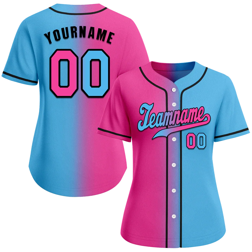 Custom Red Aqua Gradient Fashion Red Authentic Baseball Jersey - Coolcustomize