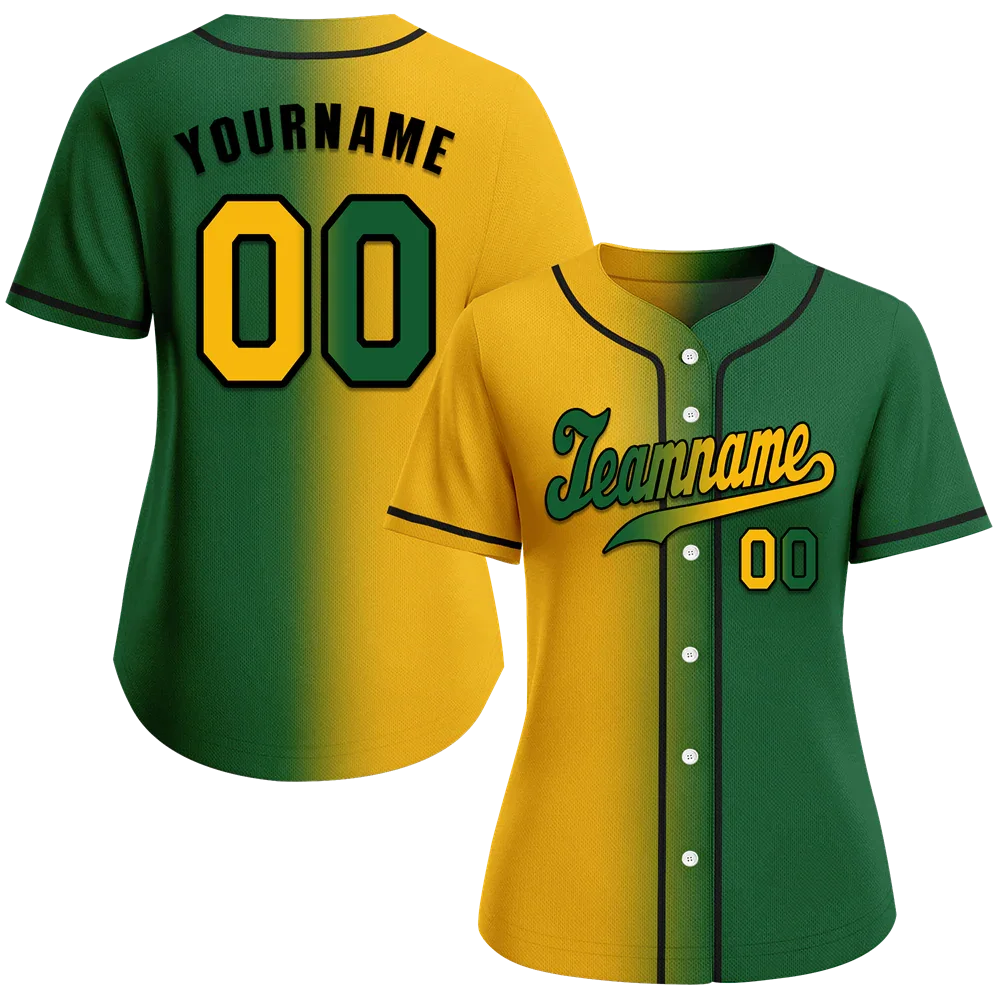 Custom Orange Green Gradient Fashion Green Authentic Baseball Jersey - Coolcustomize