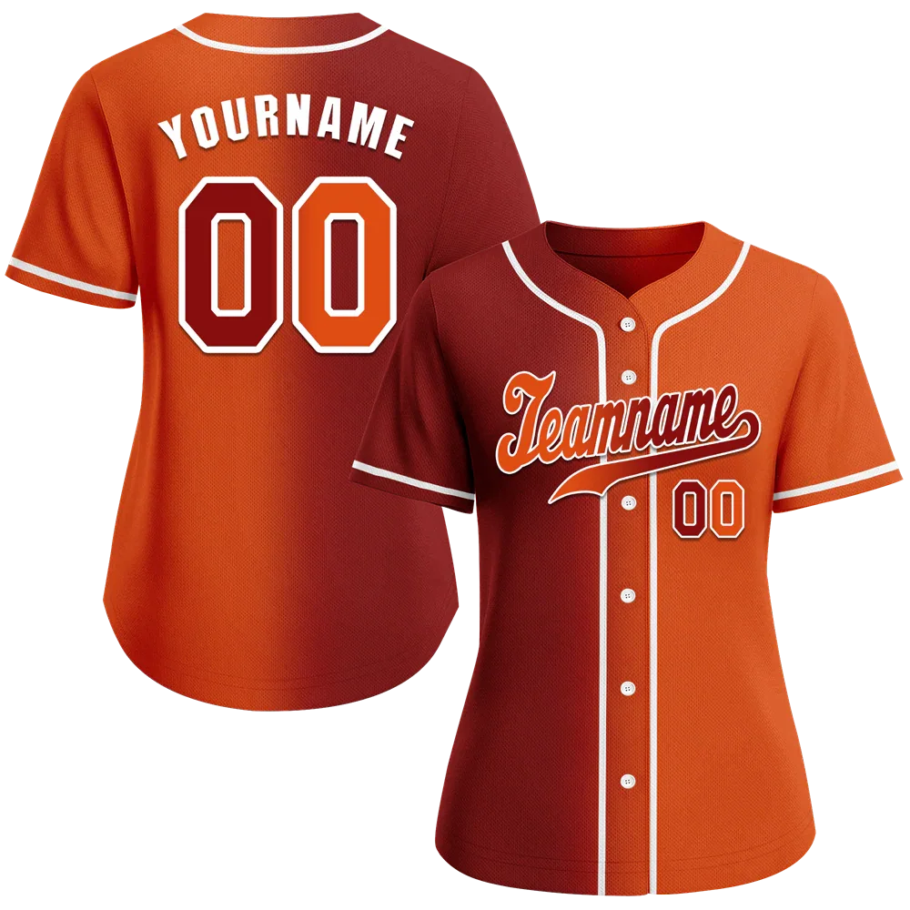 Custom Black Orange Gradient Fashion Orange Authentic Baseball Jersey - Coolcustomize