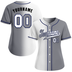 Custom White Grey Gradient Fashion Grey Authentic Baseball Jersey