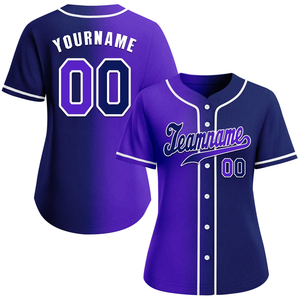 Custom Purple Blue Gradient Fashion Blue Authentic Baseball Jersey - Coolcustomize