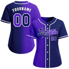 Custom Purple Blue Gradient Fashion Blue Authentic Baseball Jersey