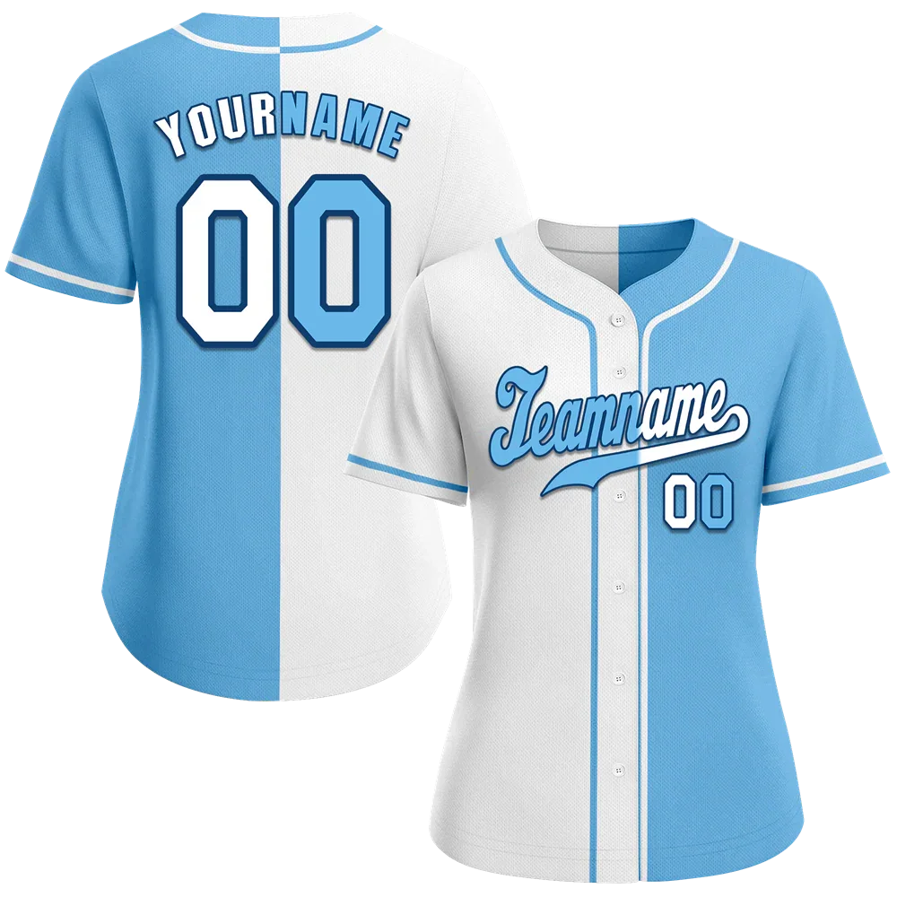 Custom White Blue Gradient Fashion Blue Authentic Baseball Jersey - Coolcustomize