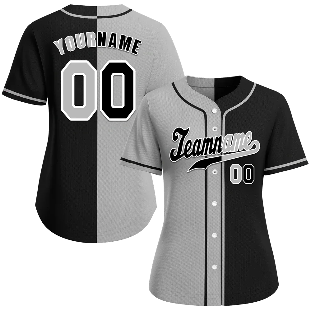 Custom Grey Black Gradient Fashion Black Authentic Baseball Jersey - Coolcustomize