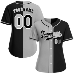 Custom Grey Black Gradient Fashion Black Authentic Baseball Jersey