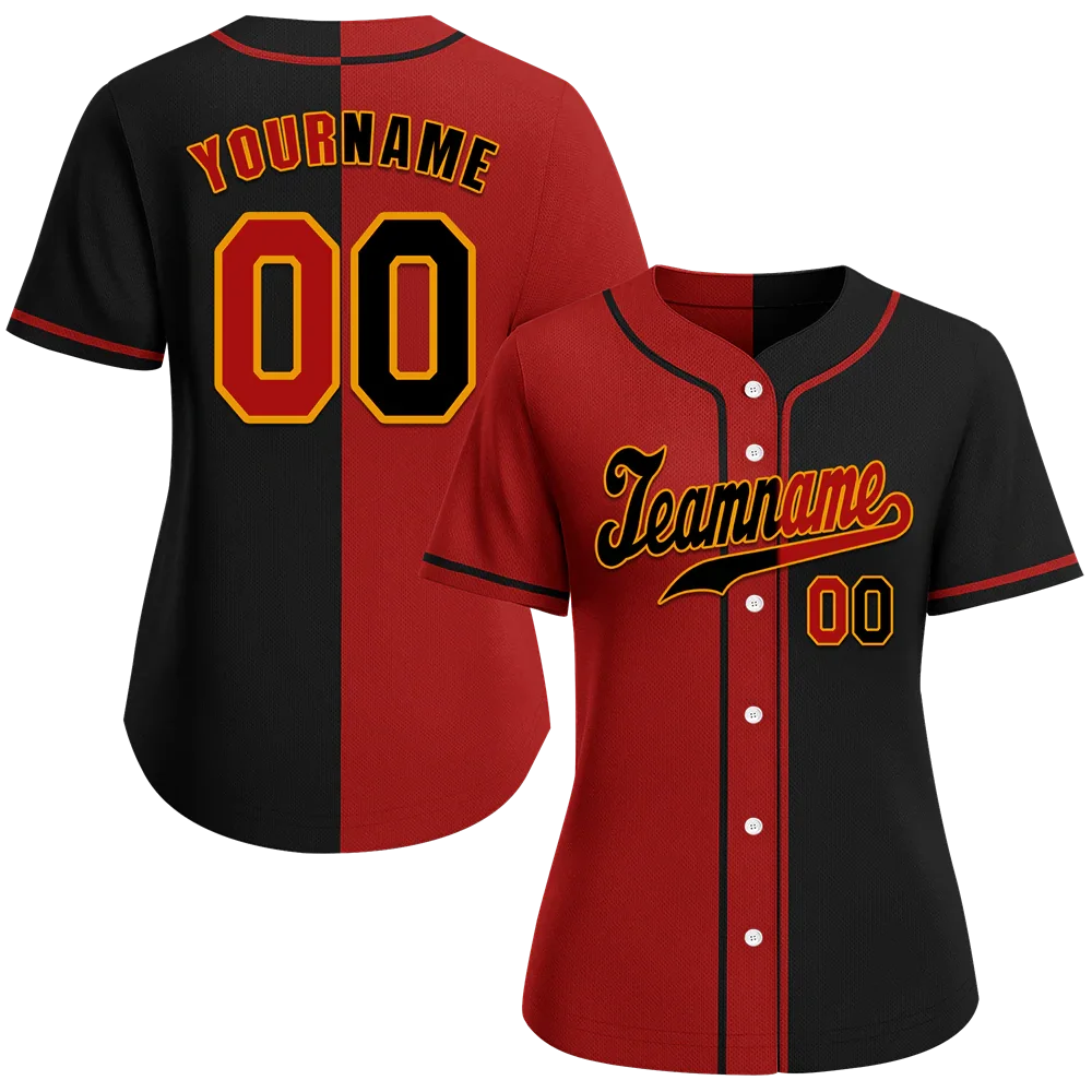 Custom Red Black Gradient Fashion Black Authentic Baseball Jersey - Coolcustomize