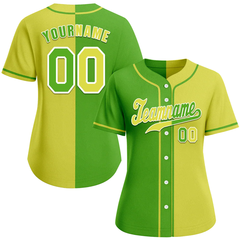 Custom Green Yellow Gradient Fashion Yellow Authentic Baseball Jersey - Coolcustomize