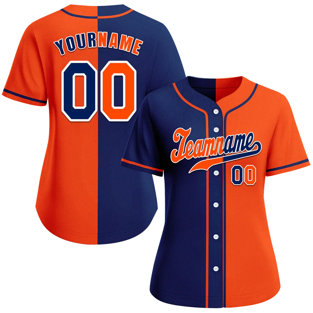 Custom Blue Orange Gradient Fashion Orange Authentic Baseball Jersey - Coolcustomize