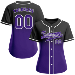 Custom Black Purple Fade Fashion Purple Authentic Baseball Jersey