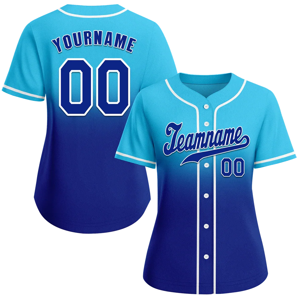 Custom Aqua Blue Fade Fashion Blue Authentic Baseball Jersey - Coolcustomize