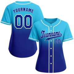 Custom Aqua Blue Fade Fashion Blue Authentic Baseball Jersey