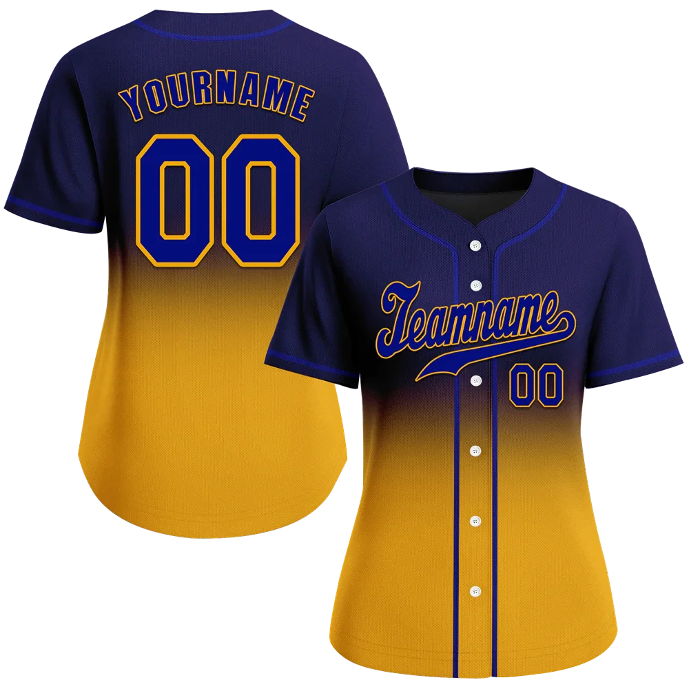 Custom Purple Yellow Fade Fashion Purple Authentic Baseball Jersey - Coolcustomize